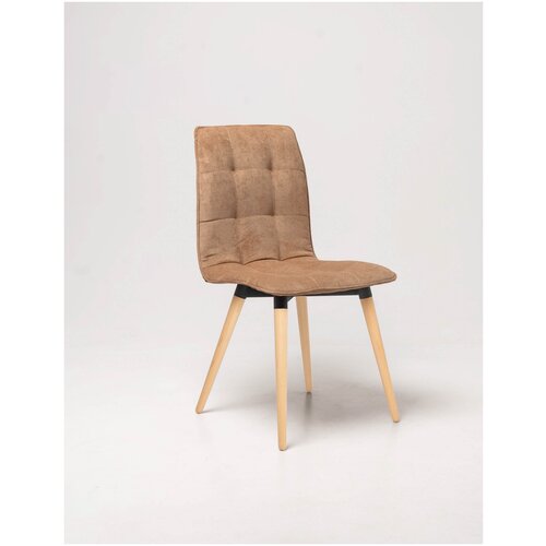 Комплект стульев для кухни/дома/кафе и ресторанов Кинель, 2шт. Велюр светло коричневый, массив дерева - бук/темный лак