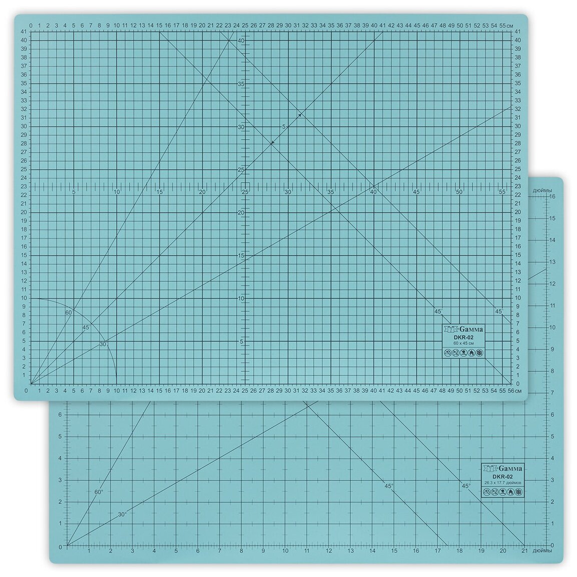 Мат для резки "Gamma" DKR-02 двусторонний ПВХ 60 см х 45 см 1 шт. в пакете формат А2