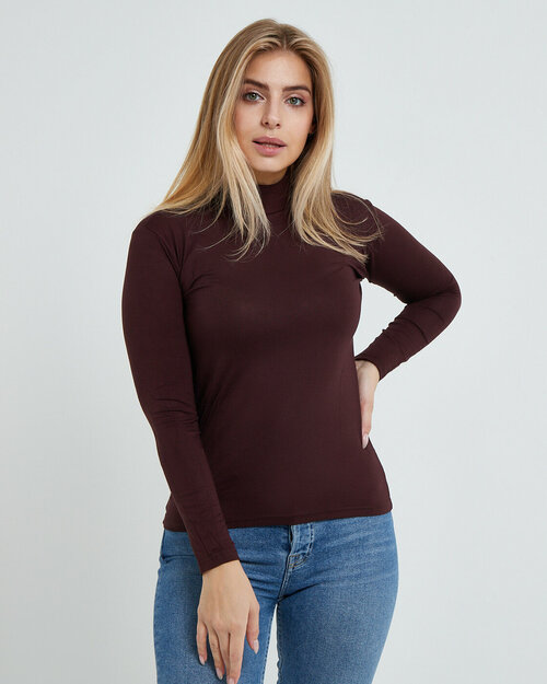 Водолазка Flavour Knit, длинный рукав, прилегающий силуэт, размер 54/56, коричневый