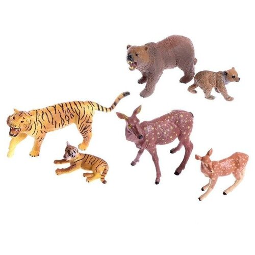 набор диких животных дети и родители 6 фигурок 1 набор Набор диких животных «Дети и родители», 6 фигурок