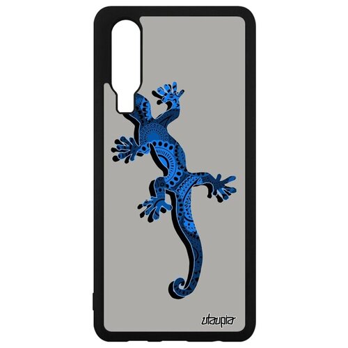 фото Противоударный чехол на телефон // huawei p30 // "саламандра" символ амулет, utaupia, синий