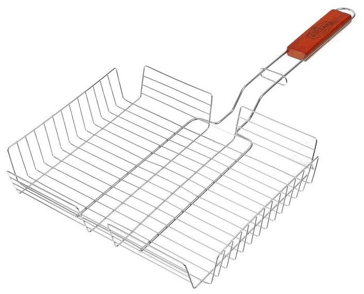 Решётка-гриль универсальная хромированная сталь, размер 56 x 31 см, рабочая поверхность 31 x 26 см - фотография № 2