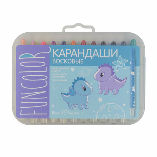 Карандаши восковые мелки в пласт. корпусе Funcolor, наб.24 цв.2 вида,31-0016