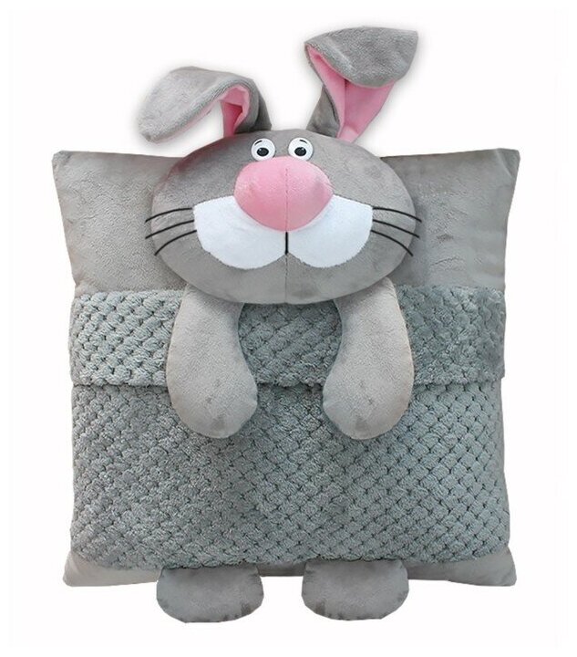Подушка-игрушка Кролик-Соня 40х50см, плюш, холофайбер - фотография № 1