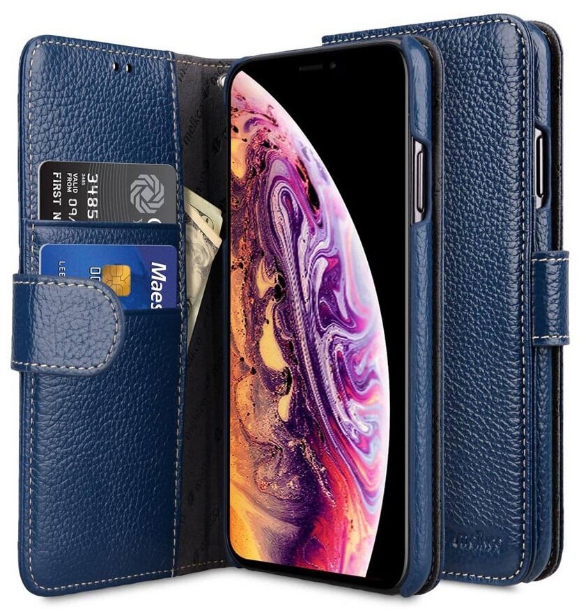 Кожаный чехол книжка Melkco Wallet Book Type для Apple iPhone 11, темно-синий