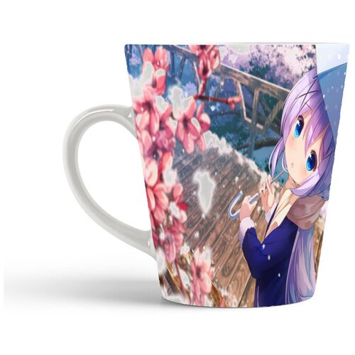 фото Кружка-латте coolpodarok аниме девушка голубой зонтик сакура