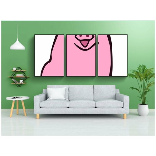 фото Набор модулных постеров для интерьера "свинья, мультфильм, животное" 60x90 см. в тубусе, без рамки lotsprints