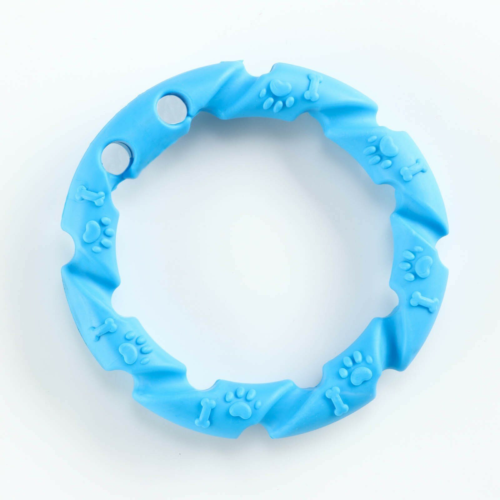 Игрушка жевательная для собак "Витое кольцо", 11,5 см, голубая - фотография № 12