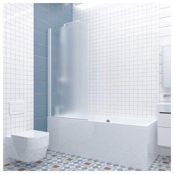 Шторка на ванну GWMPKB020P601 85x150 см, профиль белый матовый, цвет стекла матовый, стекло закаленное 6 мм