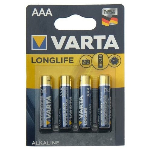 Батарейка алкалиновая Varta LongLife, AAA, LR03-4BL, 1.5В, блистер, 4 шт.