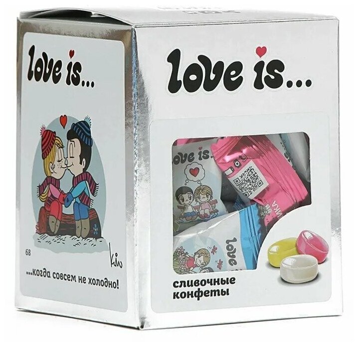 Сливочные жевательные конфеты Love is микс вкусов серебрянная серия 105 гр - фотография № 1