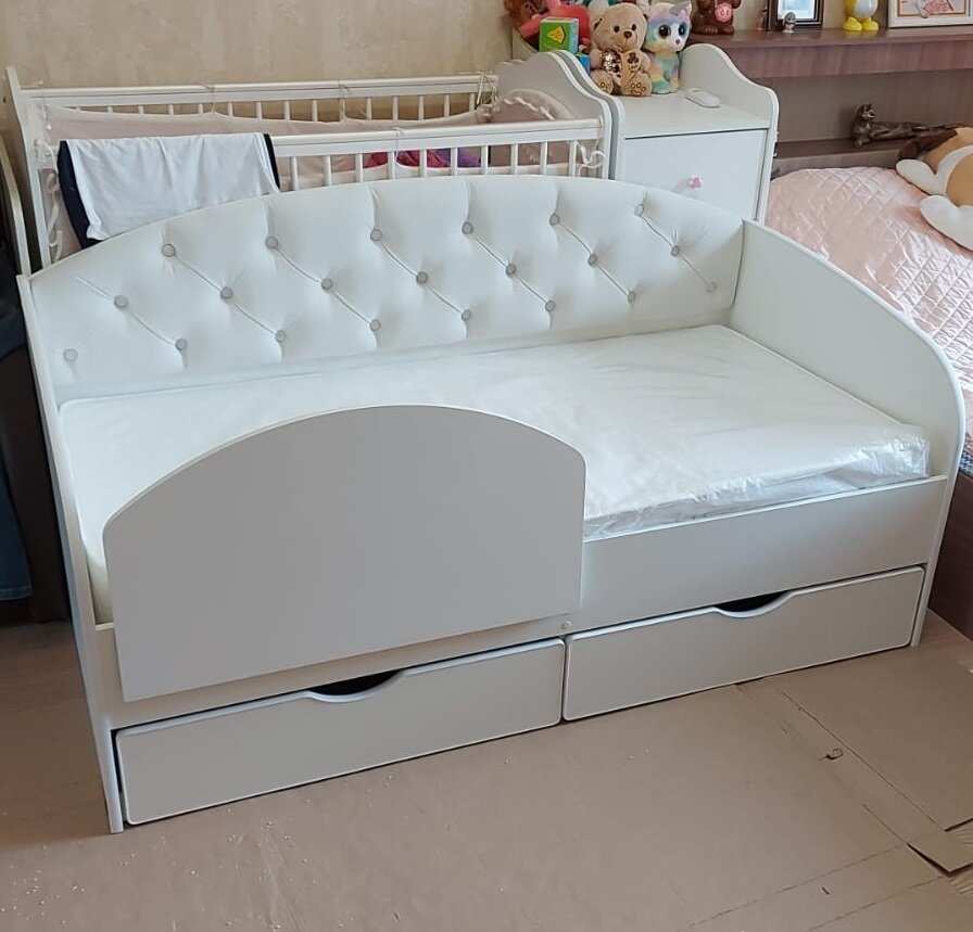 Matrix кровать с мягкой спинкой Sofa 9, 80x190 см, цвет белый