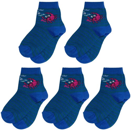 Комплект из 5 пар детских носков Борисоглебский трикотаж 8с42, №46 синие, размер 14-16