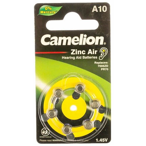 Camelion Батарейка Camelion A10-BP6 (0% Hg), 6шт