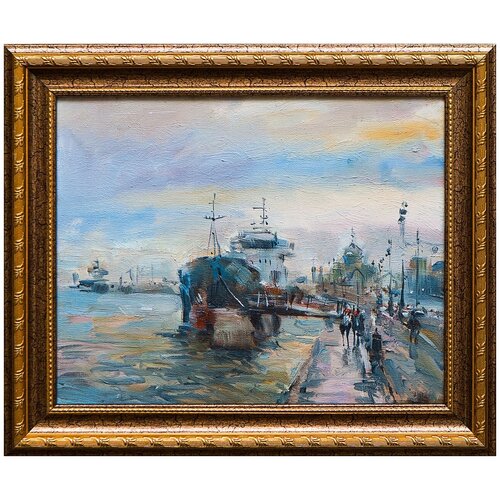 фото Картина маслом "набережная лейтенанта шмидта" русанов русская живопись