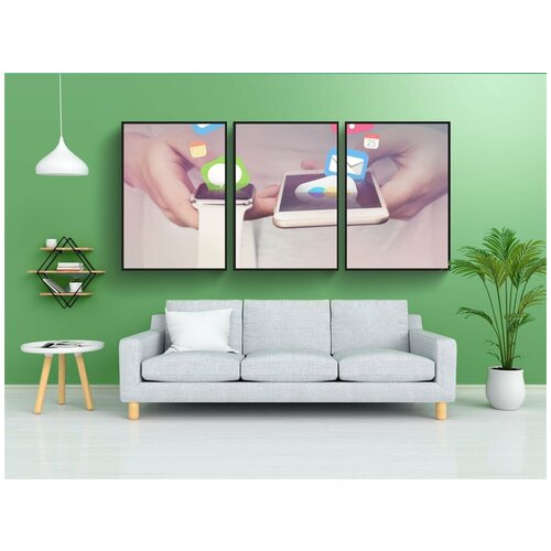 фото Набор модулных постеров для интерьера "яблоко, iphone, я смотрю" 60x90 см. в тубусе, без рамки lotsprints