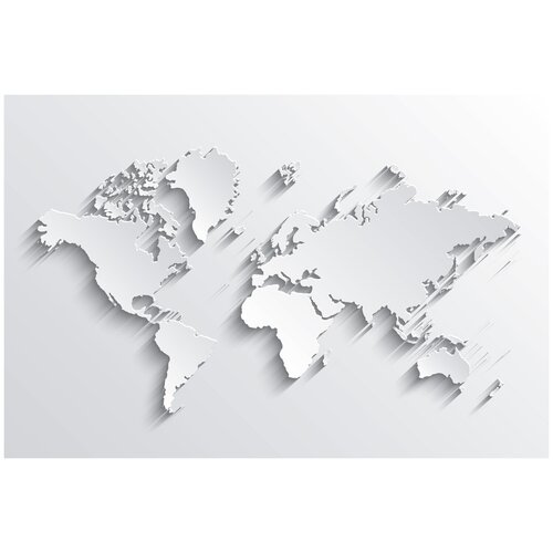 Фотообои Уютная стена 3Д карта мира в серых тонах 410х270 см Виниловые Бесшовные (единым полотном)