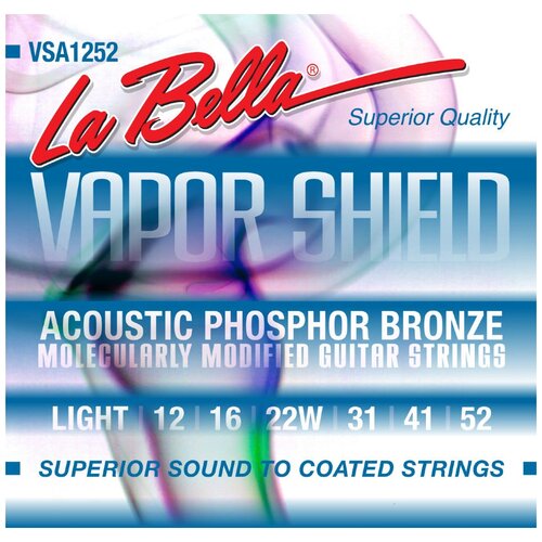 ​Струны для акустической гитары La Bella VSA1252 Vapor Shield Acoustic Light 12-52​ детали pleroo для гитары стандарт сша 5 отверстий для винтов 52 года накладка для гитары telecaster разные цвета на выбор