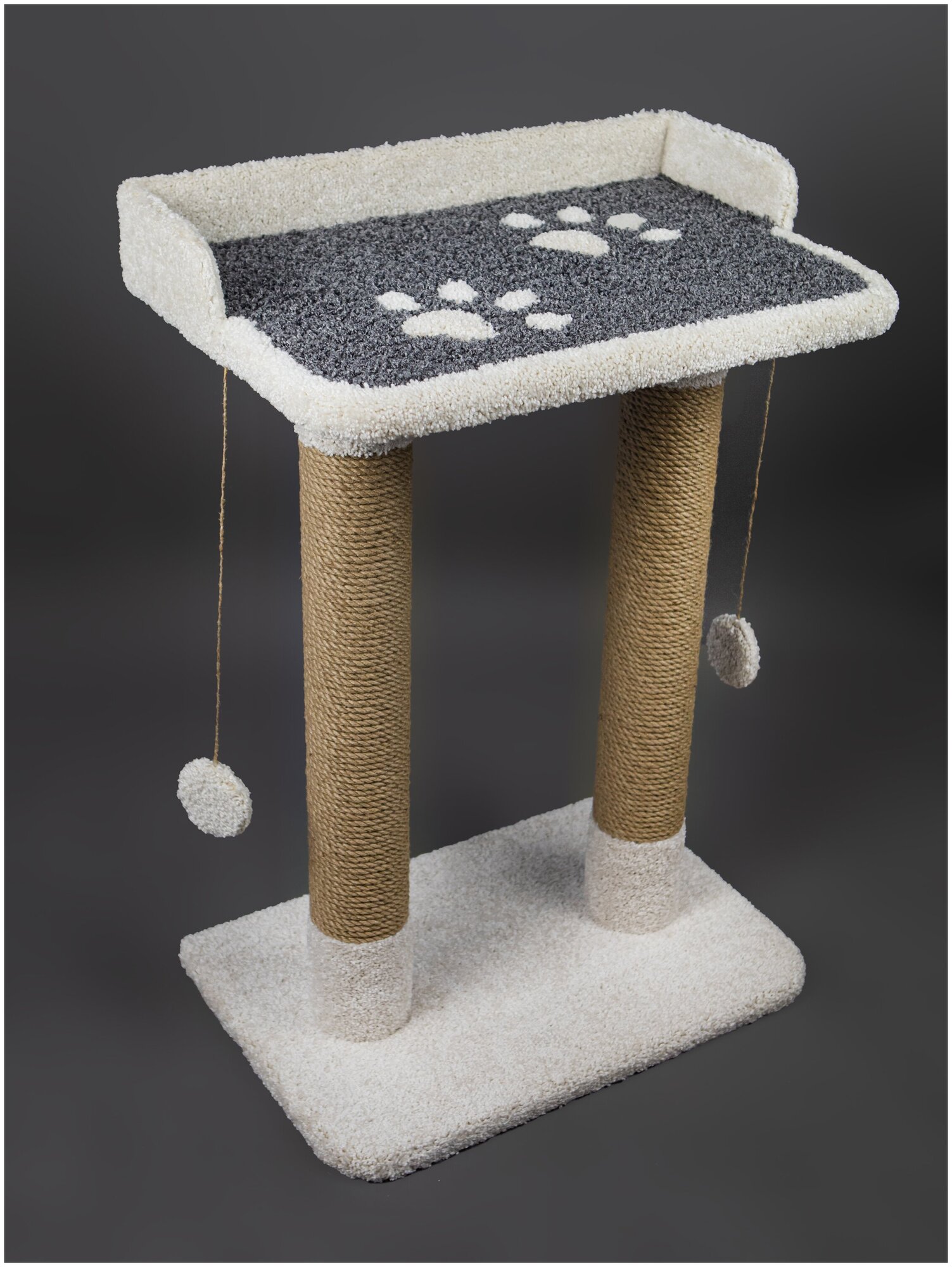 Когтеточка для кошек с лежанкой на столбиках (игровой комплекс), Премиум ковролин + джут - фотография № 2