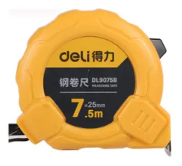 Рулетка Deli DL9075B 7,5м*25мм, желтый