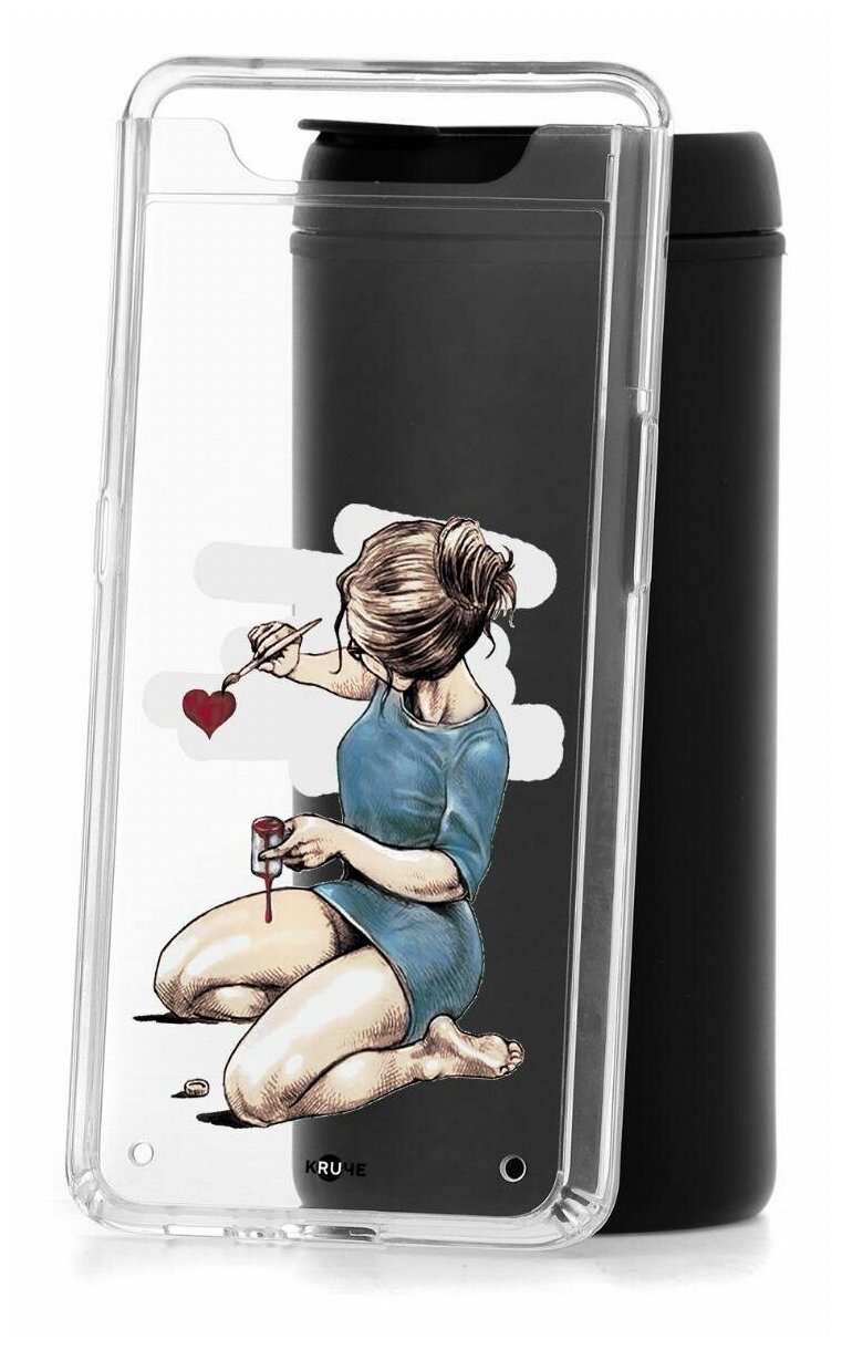 Чехол для Samsung Galaxy A80 Kruche Print Рисуя любовь, пластиковая накладка, силиконовый бампер с защитой камеры, защитный прозрачный кейс с рисунком