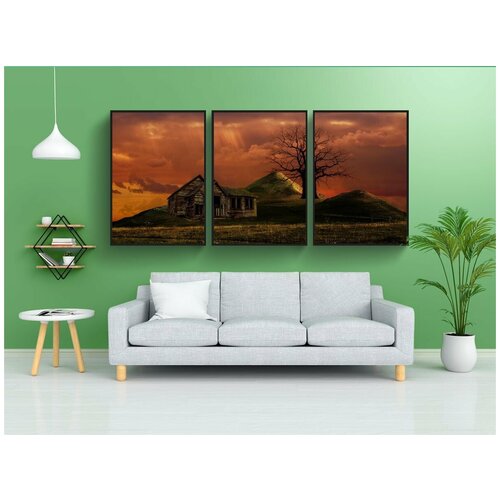 фото Набор модулных постеров для интерьера "заход солнца, рассвет, небеса" 60x90 см. в тубусе, без рамки lotsprints