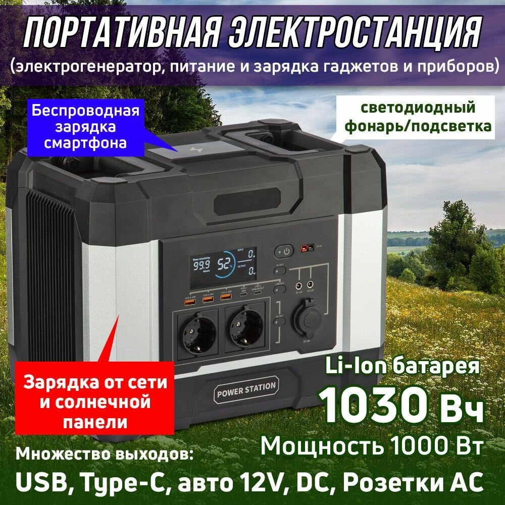 Портативная автономная электростанция ELTRECO 1200Вт LiFePo 1030 Вт*ч ENF-1000Q быстрая зарядка