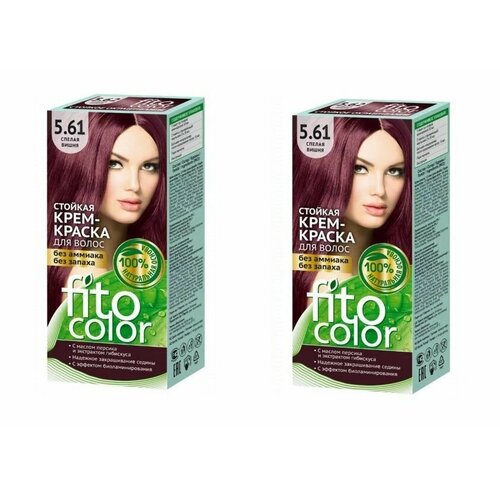 Fito Косметик Крем-краска для волос Fitocolor тон 5.61, спелая вишня, 115 мл,2 шт fito косметик fitocolor стойкая крем краска для волос 5 61 спелая вишня 115 мл