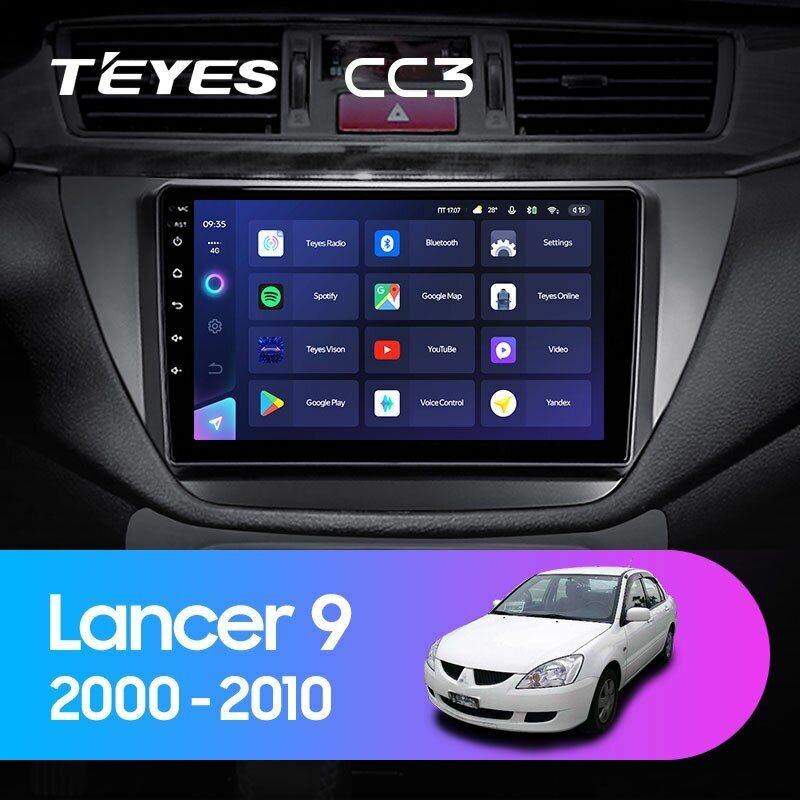 TEYES Магнитола CC3 3 Gb 9.0" для Mitsubishi Lancer 9 CS 2000-2010 Вариант комплектации F4 - Черная рамка 32 Gb