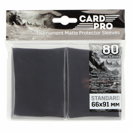 Протекторы Card-Pro Чёрные 66x91 мм, 80 шт. для карт MTG, Pokemon