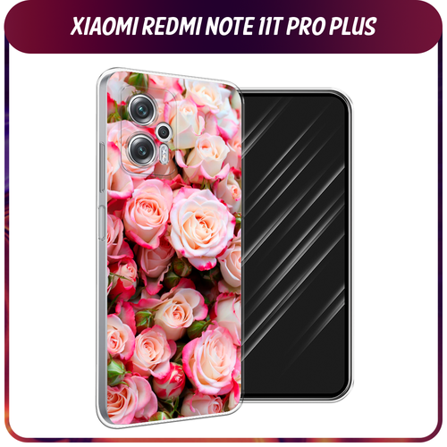 Силиконовый чехол на Xiaomi Poco X4 GT/Redmi Note 11T Pro/11T Pro Plus / Сяоми Поко X4 GT/Редми Нот 11T Pro/11T Pro Plus Много роз