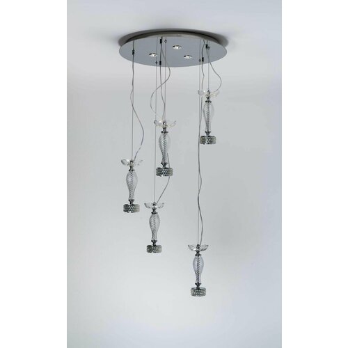 RONDO Люстра подвесная со встроенными светодиодными светильниками Notte Giorno Прозрачный+хром