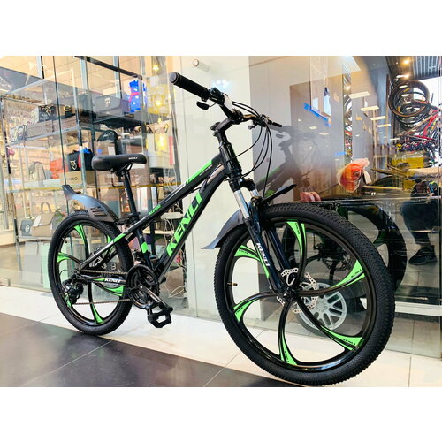 Горный велосипед для подростка KENLI городской 24 дюймов скоростной спортивный велик для подростков черныйзеленый 2699000₽