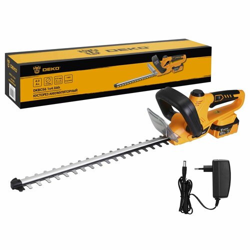 Кусторез аккумуляторный DEKO DKBC56, 560мм, 1*4.0Ач черный, желтый