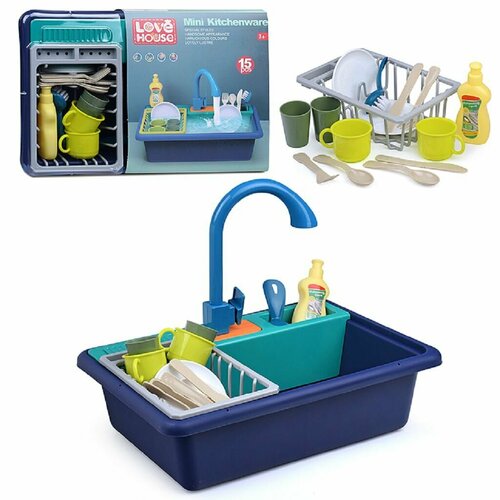 Игровой набор Кухня (раковина, моющее средство, посуда) 15 предметов, в коробке
