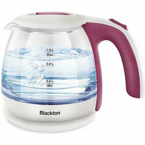 Чайник электрический Blackton Bt KT1801G, стекло,1 л, 1500 Вт, бело-розовый чайник электрический великие реки дон 1 1850 вт белый 1 8 л пластик стекло