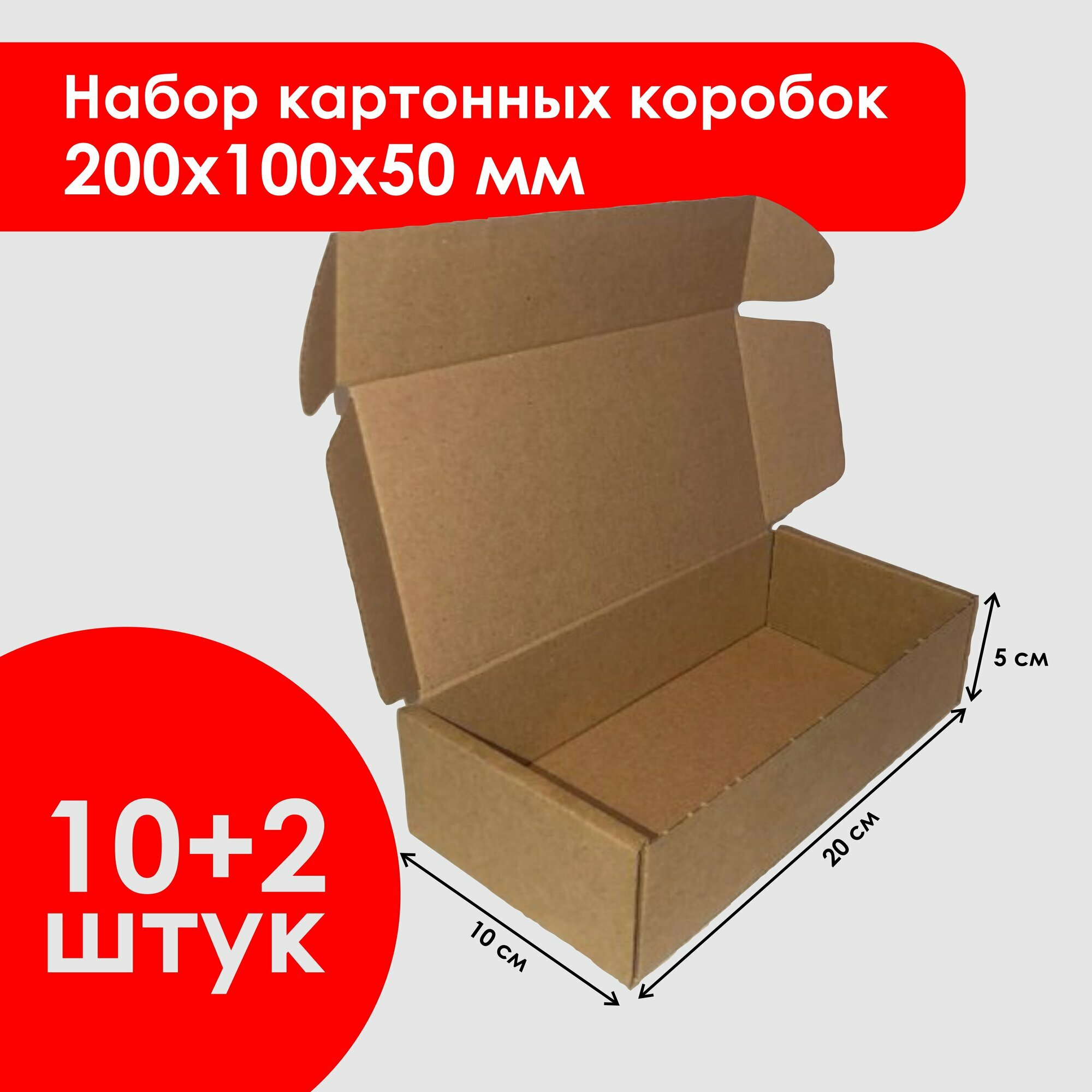 Картонная коробка 200х100х50 самосборная прямоугольная набор для хранения 10 штук