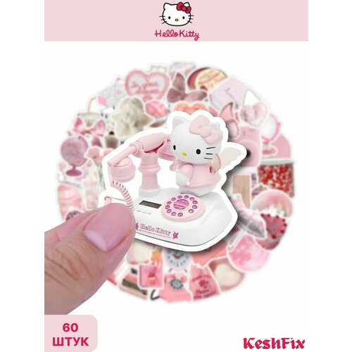 Наклейки розовые на телефон Hello Kitty для детей наклейки на телефон hello kitty