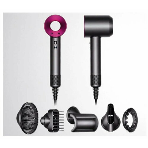 Фен для волос профессиональный стайлер для укладки 5 магнитных насадок ионизация фен с диффузором для укладки и выпрямление волос Малайзия фуксия 420000₽