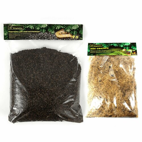 Гречневый грунт 9 л + Мох Сфагнум 1,5 л для рептилий натуральный Simple Zoo