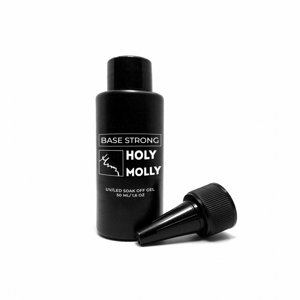 База для ногтей Holy Molly Base Strong, 50 мл (бутылка) - каучуковая, прозрачная