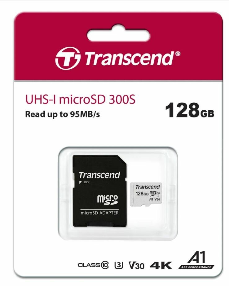 Карта памяти TRANSCEND 300S-A microSDXC 128GB TS128GUSD300S-A