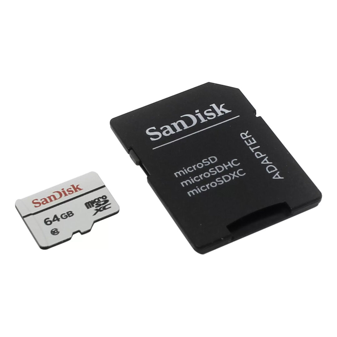 Карта памяти SanDisk High Endurance Micro SDXC + SD Adapter, 64 Гб