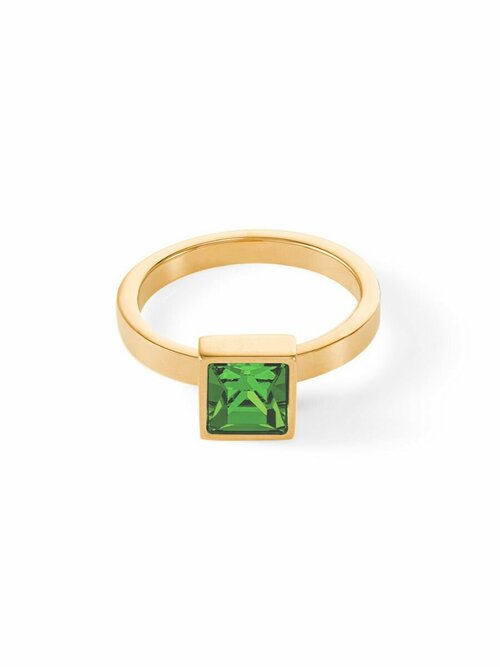 Кольцо Coeur de Lion, кристалл, размер 18, зеленый, желтый