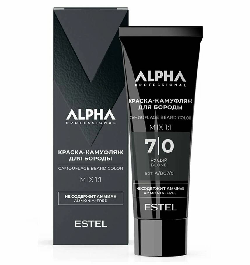 Estel Professional Alpha Homme Краска-камуфляж для окрашивания бороды 7/0 русый, 40 мл
