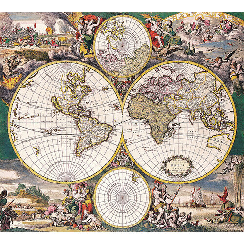 Фотообои Divino Decor Старинная карта мира D-044 300*270 фактура полосы
