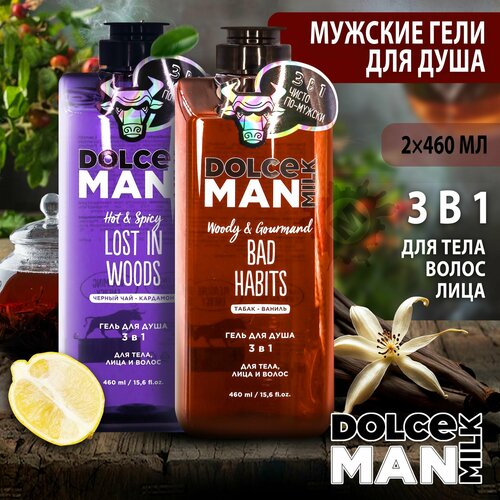 DOLCE MILK Набор №193 Гель для душа мужской 3 в 1 дикий ЛЕС 460 мл + вредные привычки 460 мл