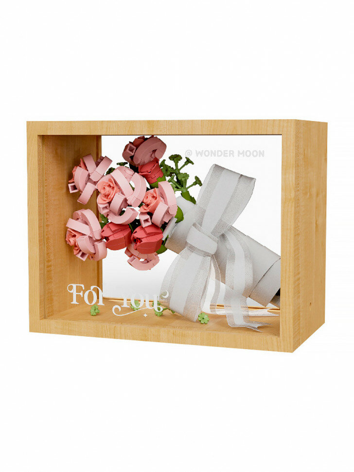 Конструктор Wonder Moon Цветы: Букет в раме розы (мини детали) 804203