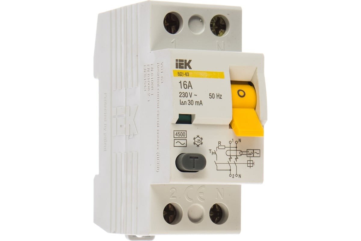 УЗО ВД1-63 2P 16A 30мА IEK MDV10-2-016-030 EL