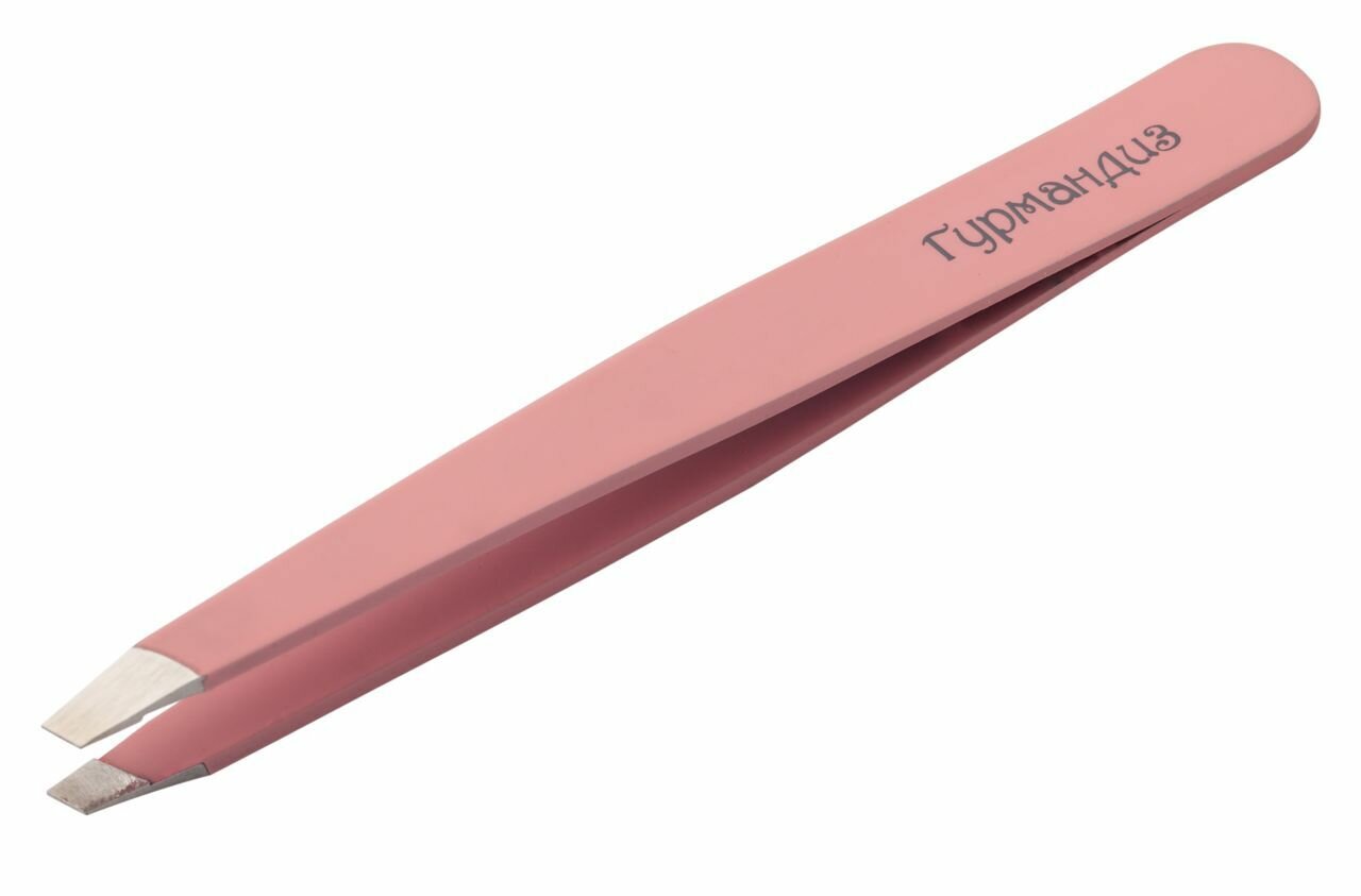 Пинцет для бровей "Гурмандиз", ультратонкий, прямой, розовый